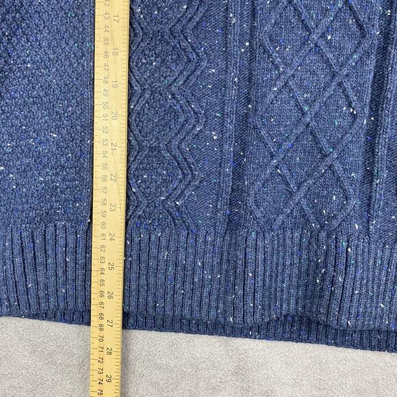 Duluth Trading Sweater Mens XL Blue Wool Alpaca Cable Knit Donegal Crewneck - Picture 15 of 16